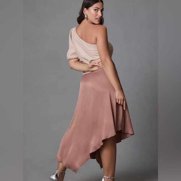 Anthropologie Faux Leather One Shoulder Asymmetrical Midi Dress Size 2 NWT - Picture 8 of 12